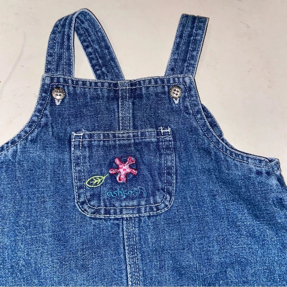 Oshkosh B’Gosh Baby Denim Jumper Dress Infant 3-6 months Floral Genuine Article